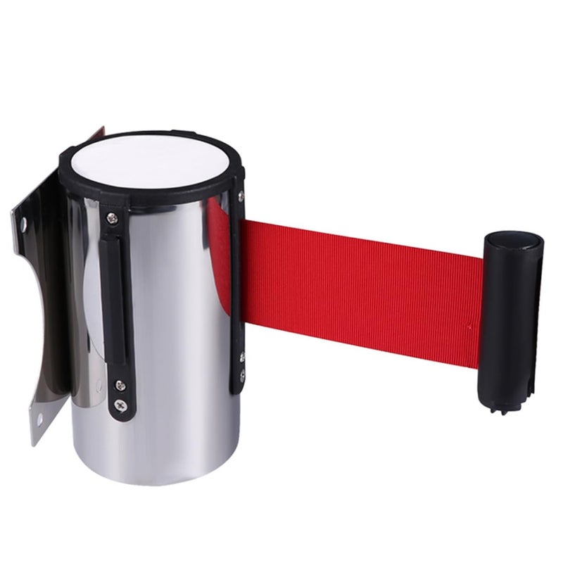Unomor 3m Red Retractable Wall Mounted Safety Barrier Belt Isolation Tape - Image 1